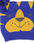 Tiger Beanie with Pom Poms Blue