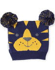 Tiger Beanie with Pom Poms Navy