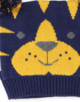 Tiger Beanie with Pom Poms Navy