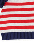 Stripe Knit Beanie with Pom Poms Red