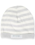 Striped Knit Beanie Baby Grey & White