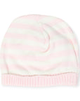 Striped Knit Beanie Baby Pink & White