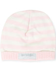 Striped Knit Beanie Baby Pink & White