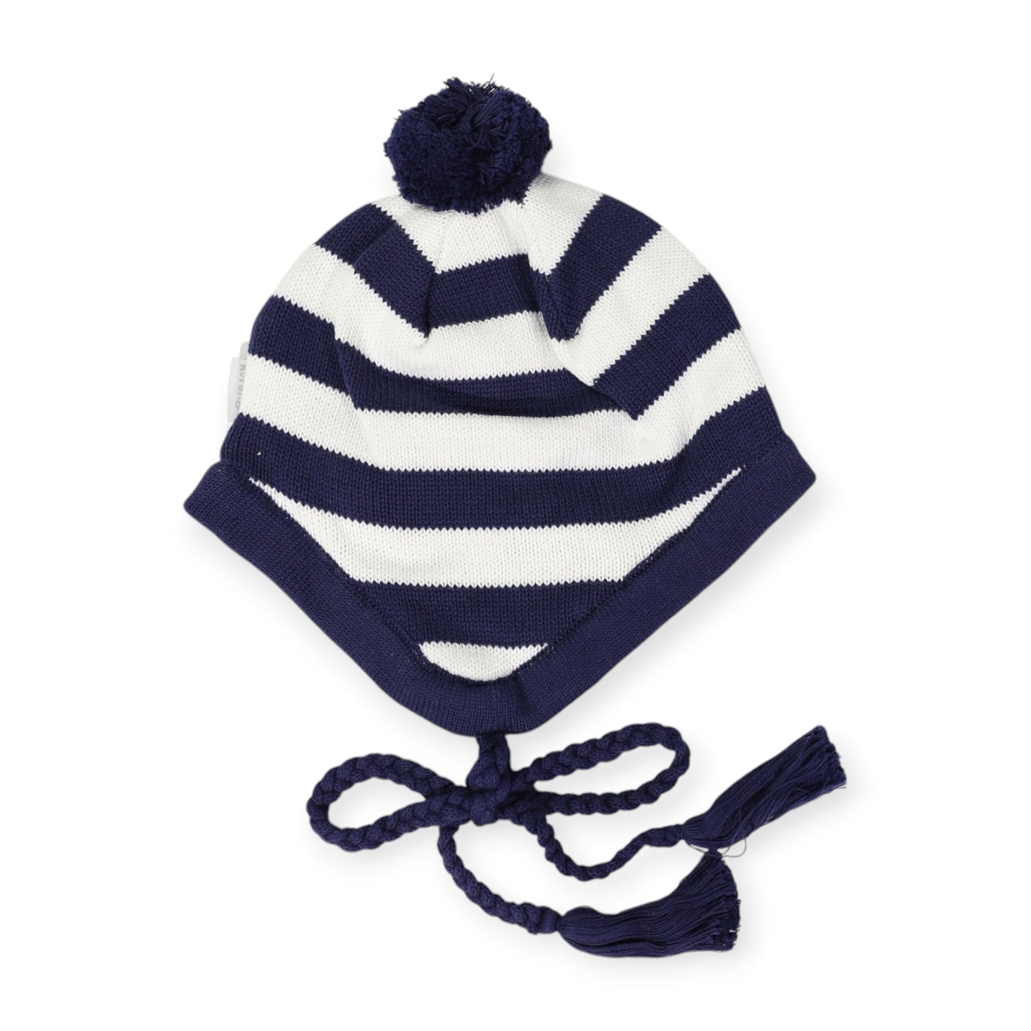 Lined Knit Beanie White Stripe