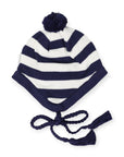 Lined Knit Beanie White Stripe