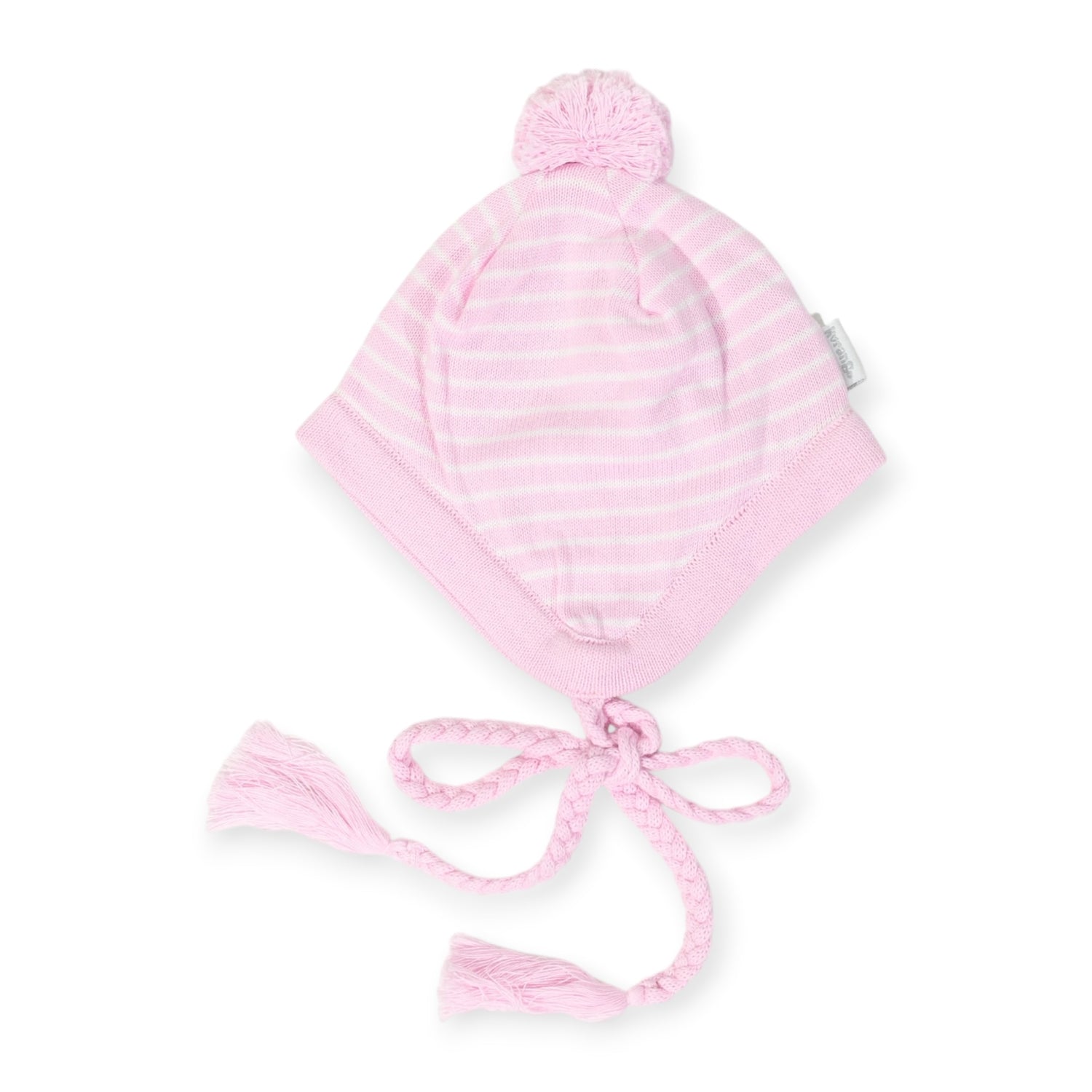 Lined Knit Beanie Pink & White Stripe