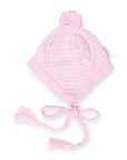 Lined Knit Beanie Pink & White Stripe