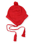 Lined Knit Beanie with Tassels Red