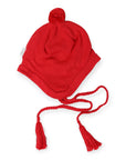 Lined Knit Beanie with Tassels Red