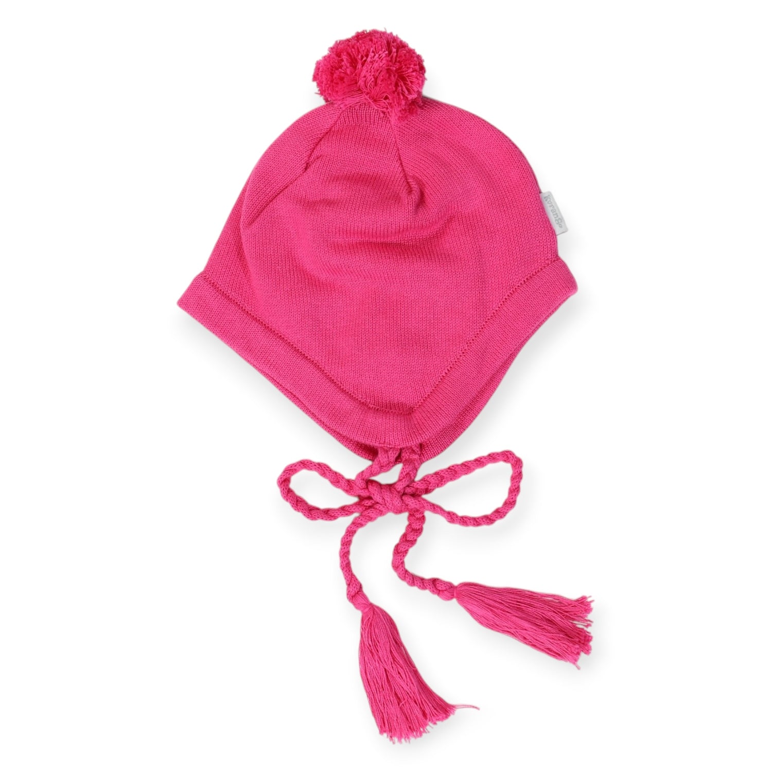Lined Knit Beanie with Tassels Hot Pink
