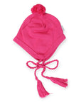 Lined Knit Beanie with Tassels Hot Pink