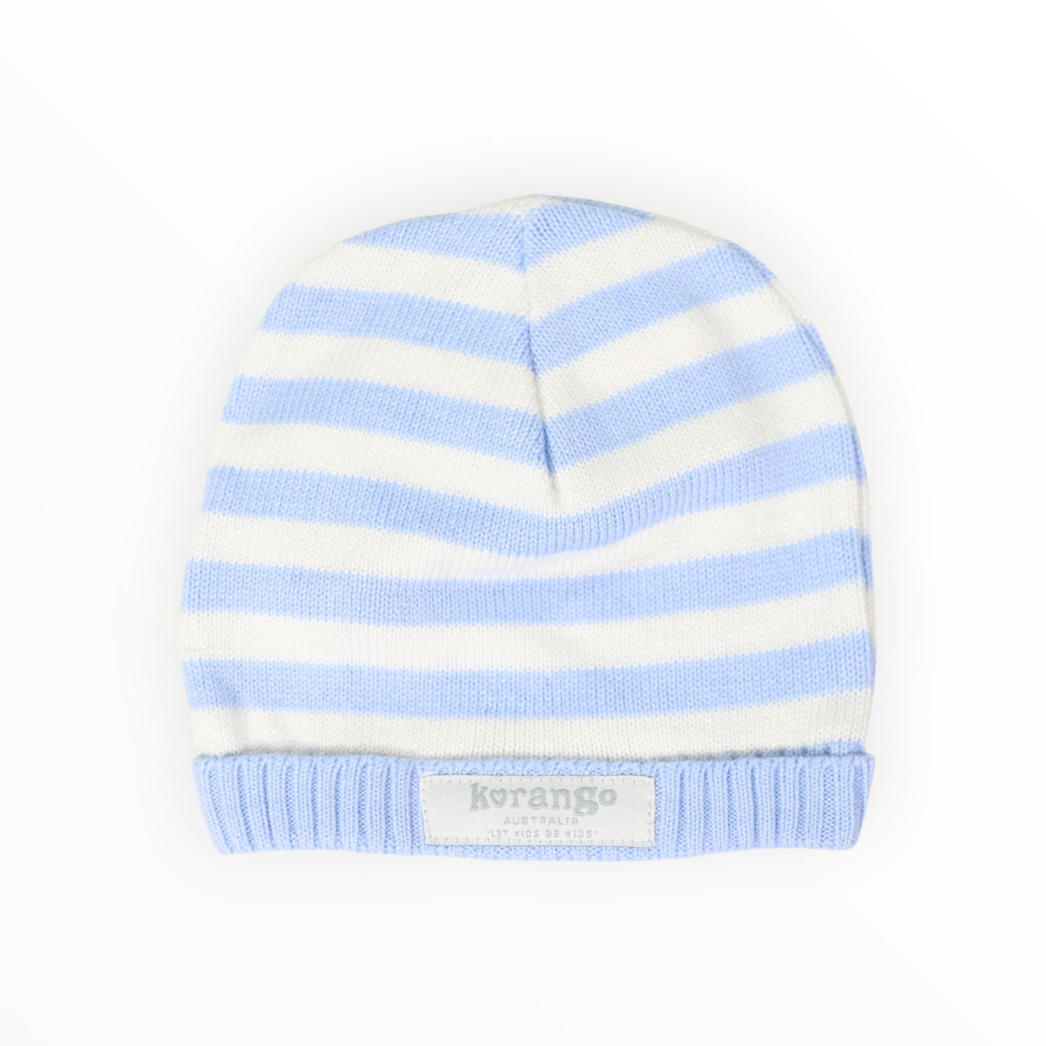 Striped Knit Beanie Baby Blue & White