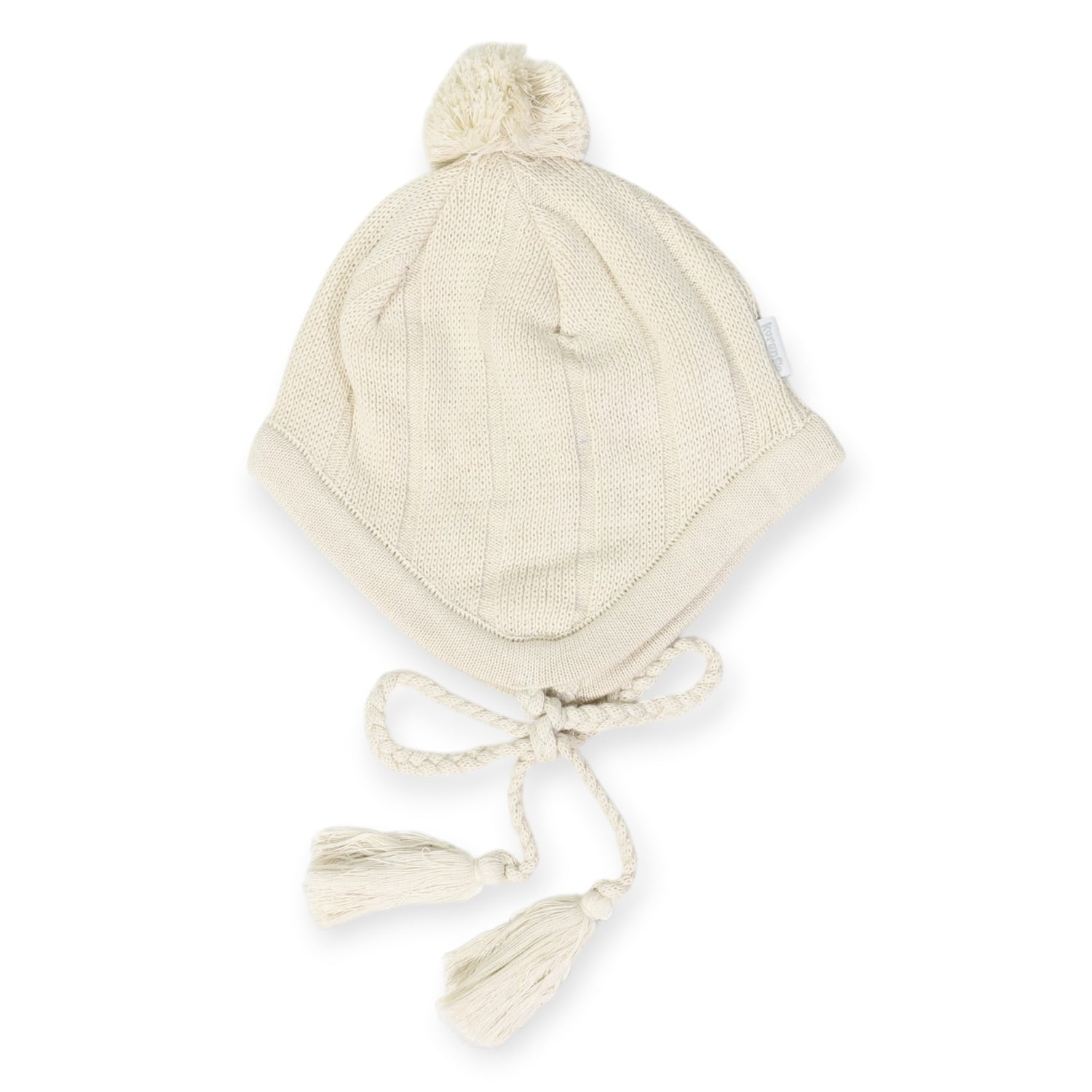 Classic Knit Beanie with Tassels Beige