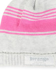 Knit Beanie Pink & Grey Stripe