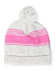 Knit Beanie Pink & Grey Stripe