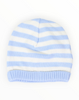 Striped Knit Beanie Baby Blue & White