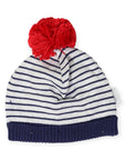 Striped Knit Beanie Grey Marle & Navy