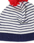 Striped Knit Beanie Grey Marle & Navy