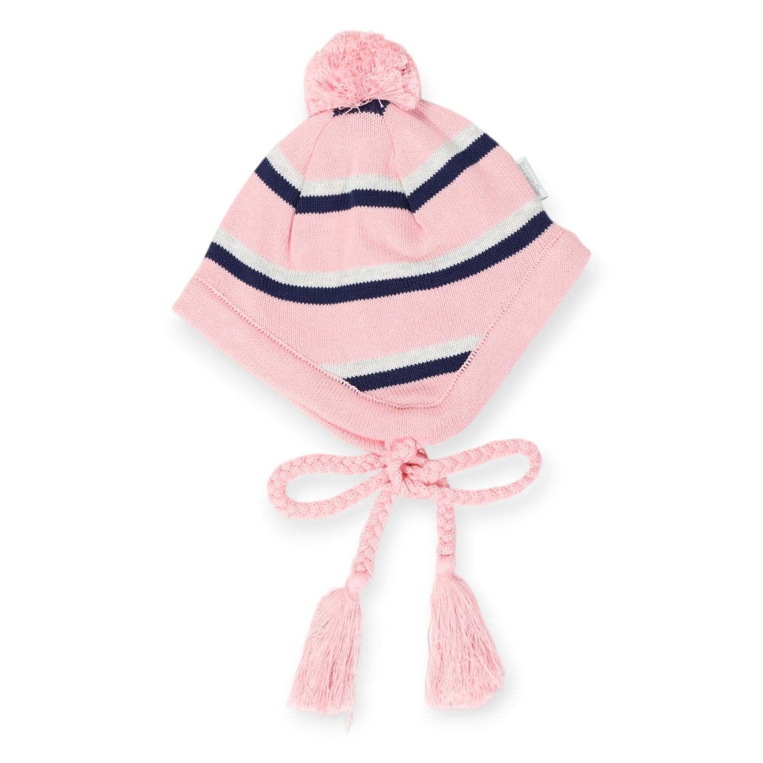 Knit Striped Girls Beanie Pink
