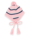 Knit Striped Girls Beanie Pink