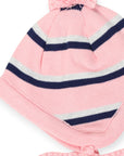 Knit Striped Girls Beanie Pink