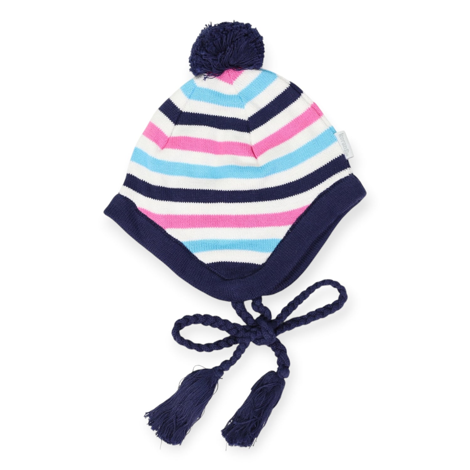Striped Lined Knit Beanie Blue