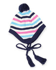 Striped Lined Knit Beanie Blue