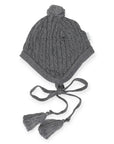 Cable Knit Beanie Charcoal with Tassels
