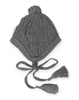 Cable Knit Beanie Charcoal with Tassels