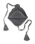 Cable Knit Beanie Charcoal with Tassels