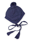 Knit Beanie Navy with White Embroidery
