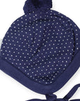 Knit Beanie Navy with White Embroidery
