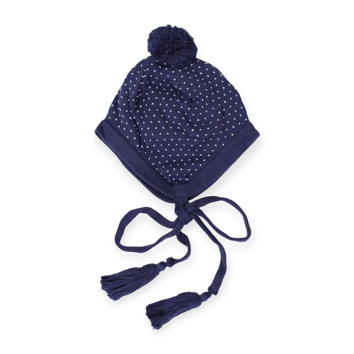 Knit Beanie Navy with White Embroidery