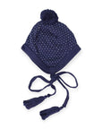 Knit Beanie Navy with White Embroidery