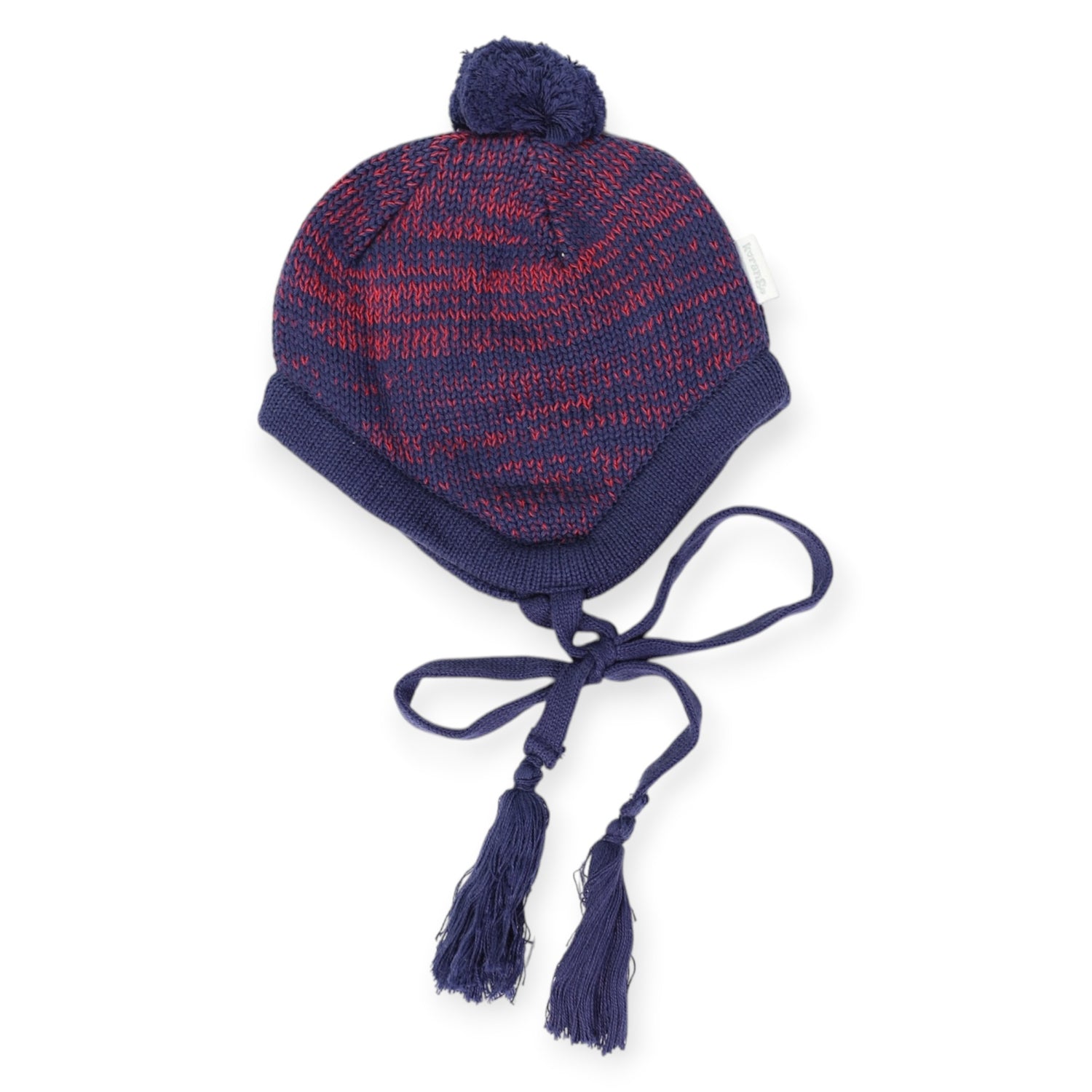 Fleck Knit Beanie Red & Navy