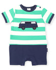 Kombi Van Short Sleeve Romper Green Stripe