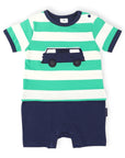Kombi Van Short Sleeve Romper Green Stripe