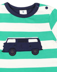 Kombi Van Short Sleeve Romper Green Stripe