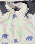Bear Print Colour Change Sherpa Lined Raincoat Tapioca