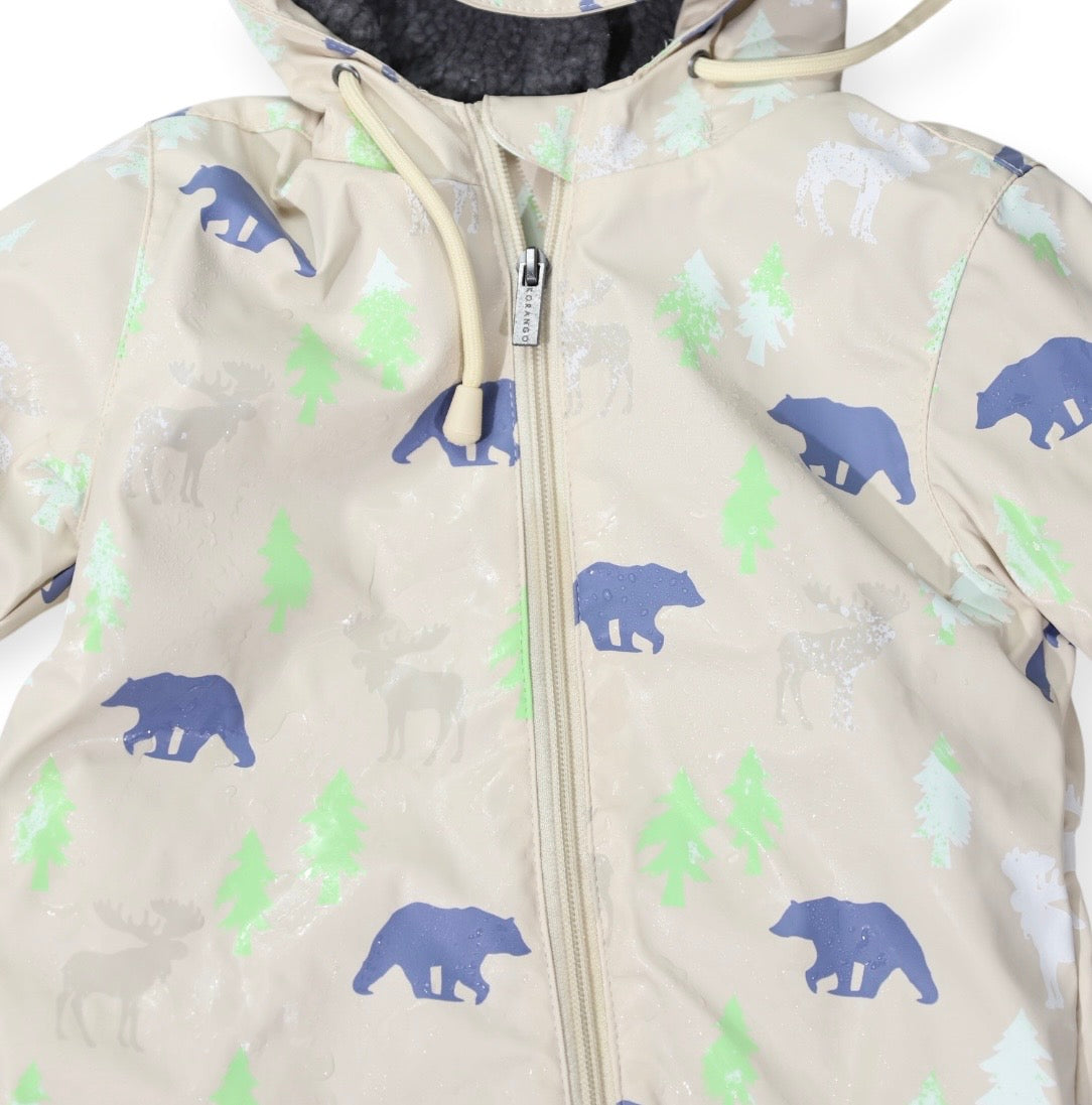 Bear Colour Change Sherpa Lined Zip Rain Suit Tapioca