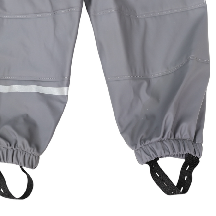 Waterproof Rain Pant with Drawstring & Elastic Foot Strap Charcoal