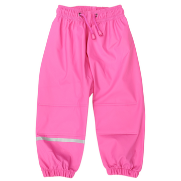 Waterproof Rain Pant with Drawstring & Elastic Foot Strap Hot Pink