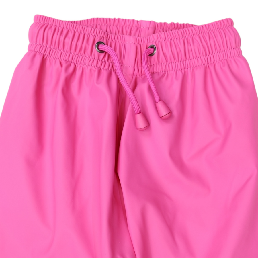 Waterproof Rain Pant with Drawstring & Elastic Foot Strap Hot Pink