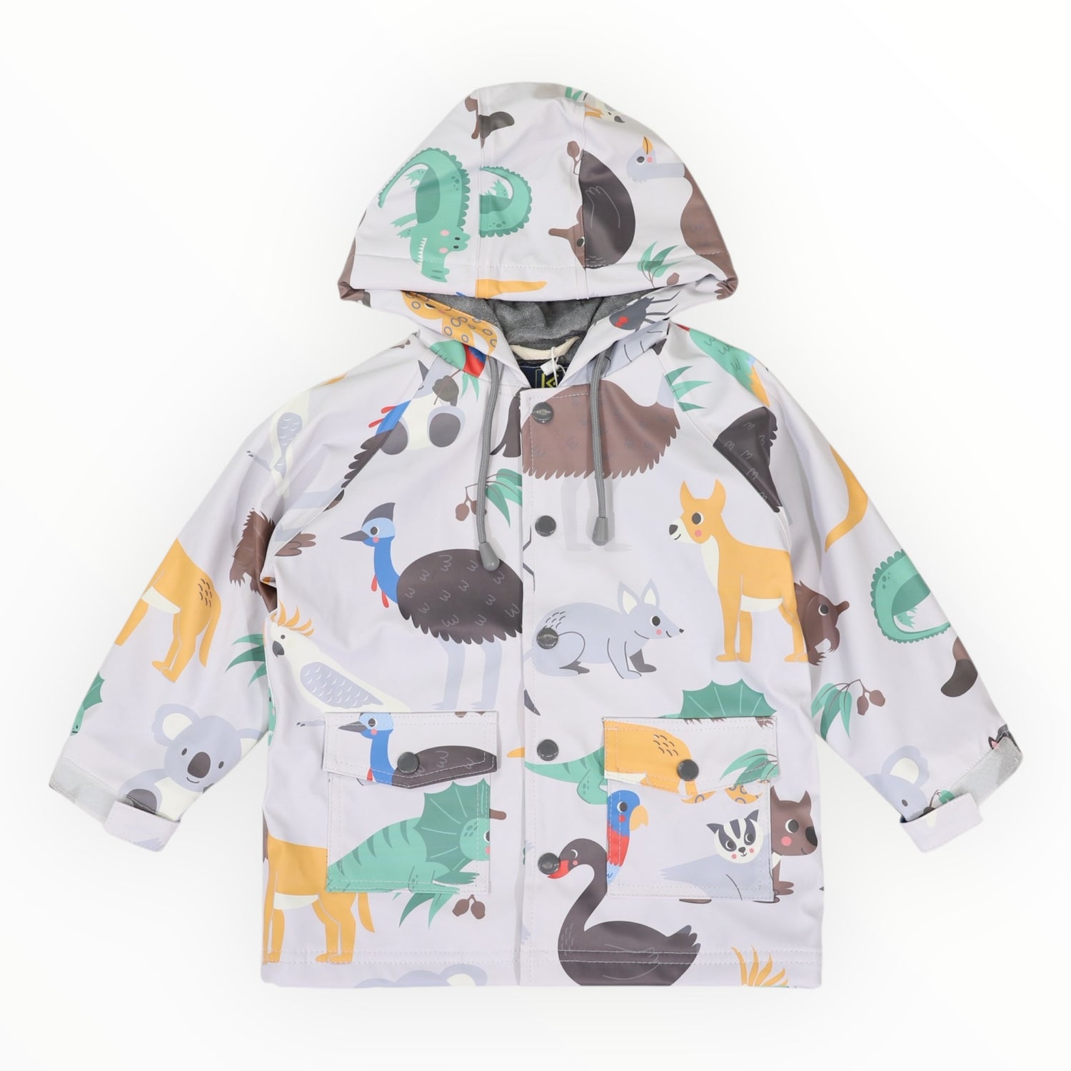 Australian Animal Printed Raincoat Grey