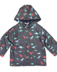 Dinosaur Raincoat Terry Towelling Lined Charcoal