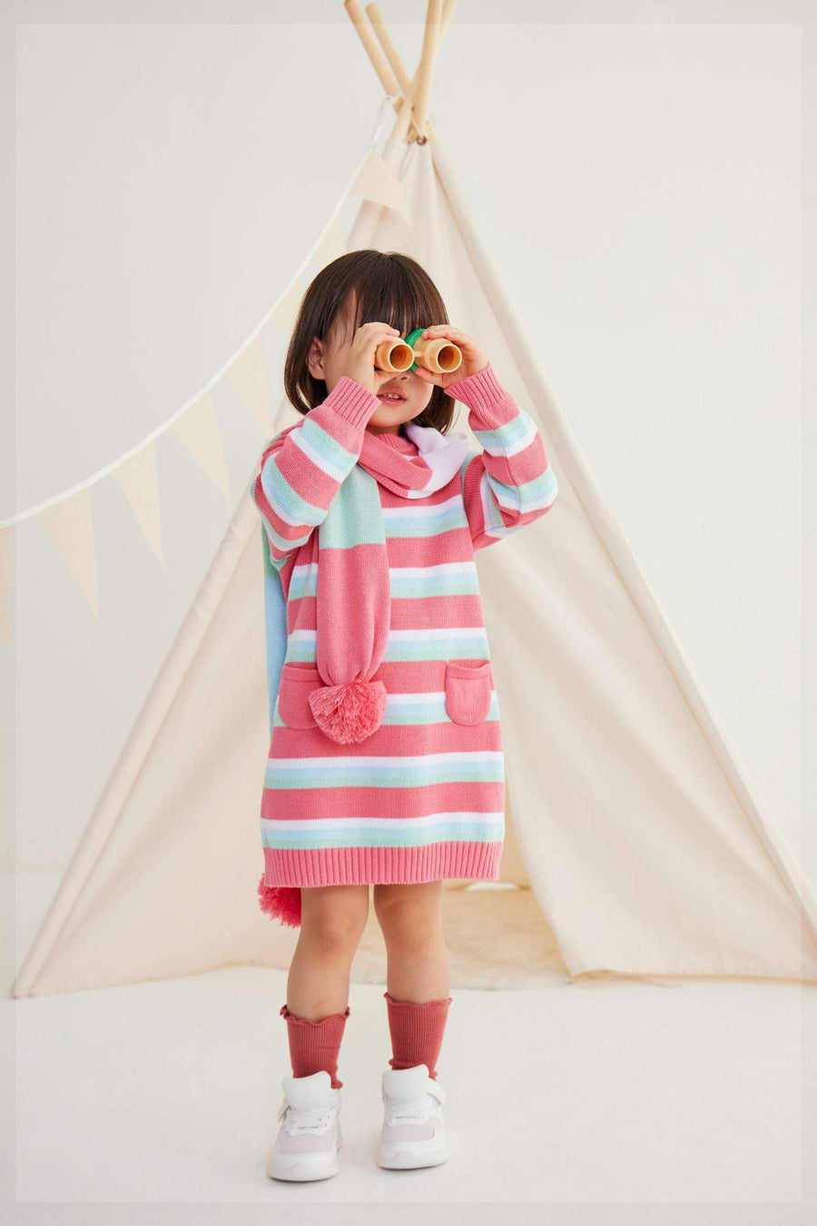 Striped Knit Dress Tea Rose Stripe