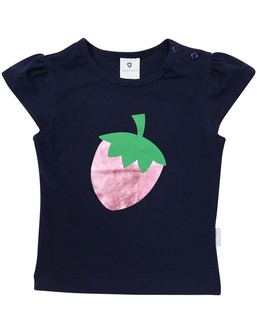 Strawberry Printed Tee Navy