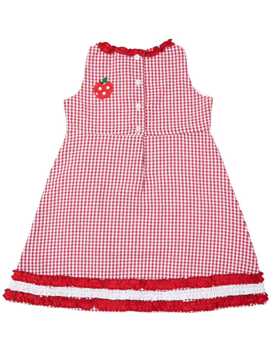 Seersucker Apple Dress Red