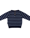 Fire Truck Knit Sweater Navy Stripe