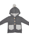 Hood Lined Knit Jacket with Pocket Charcoal